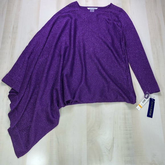 Peter Nygard Purple Metallic Asymmetrical Sweater - Picture 2 of 3
